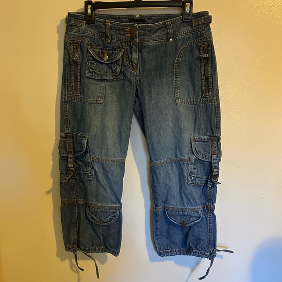 Vintage Y2K The Limited Cropped Cargo Jeans Size 8 - Picture 2 of 10